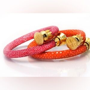 BudhaGirl PINK Stingray Wrist Wrap Bracelet with Brass/Gold Accent